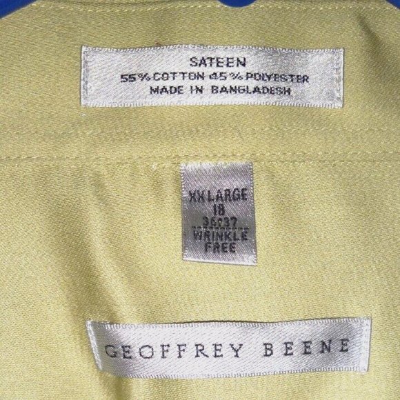 Geoffrey Beene Men’s XXLarge 18Sateen Dress Shirt Light Sage Green New Tags - Picture 3 of 4